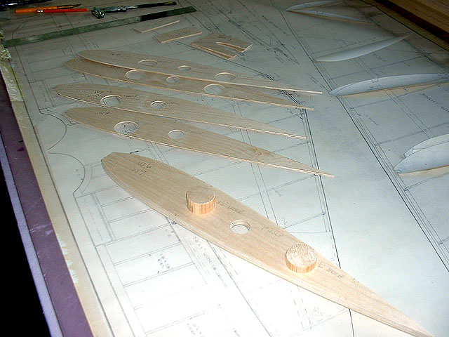 Plywood wing ribs cut and ready.